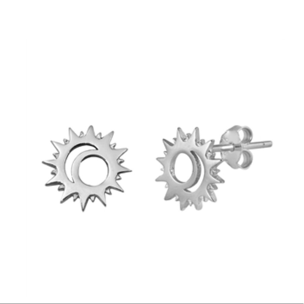 925 Sterling Silver Sun & Moon Earrings